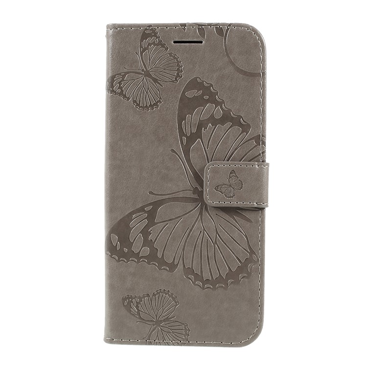 Imprinted Butterfly Wallet Magnetic Stand Leather Case for LG G8s ThinQ / G8 ThinQ - Grey-3