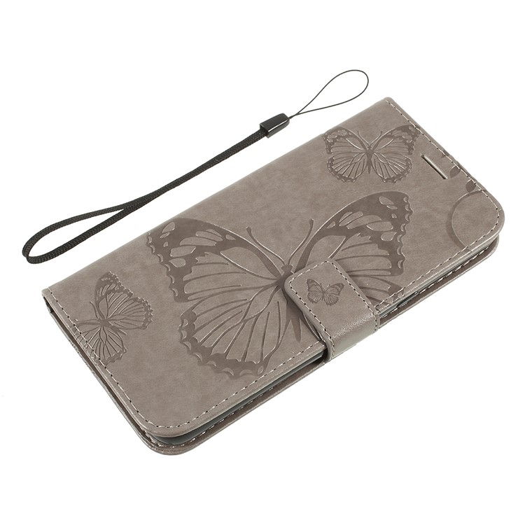 Imprinted Butterfly Wallet Magnetic Stand Leather Case for LG G8s ThinQ / G8 ThinQ - Grey-7