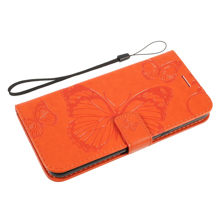 Imprinted Butterfly Wallet Magnetic Stand Leather Case for LG G8 ThinQ - Orange-5