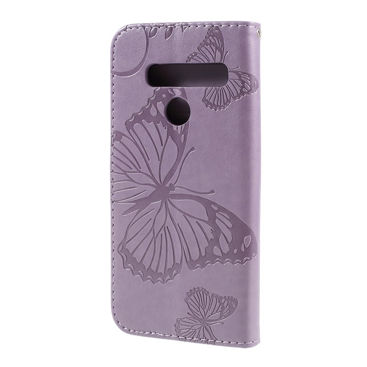 Imprinted Butterfly Wallet Magnetic Stand Leather Case for LG G8 ThinQ - Purple-7