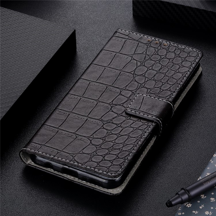 Crocodile Texture Leather Wallet Stand Case for LG K40 / K12 Plus - Black-12