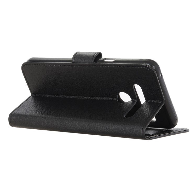 Billetera De Piel Litchi Con Estuche Para LG G8s Thinq - Negro-11
