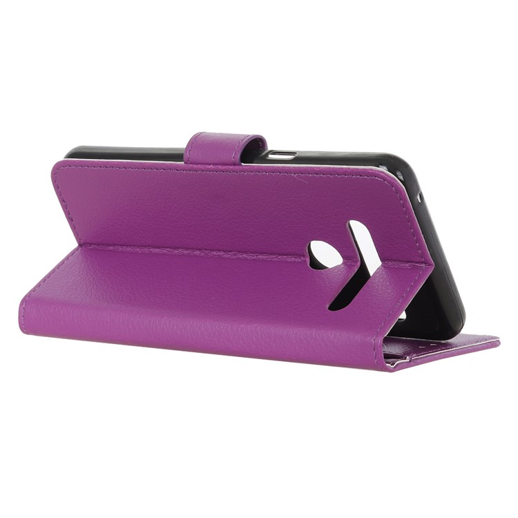 Litchi Skin Leather Wallet Stand Case for LG G8s ThinQ - Purple-11