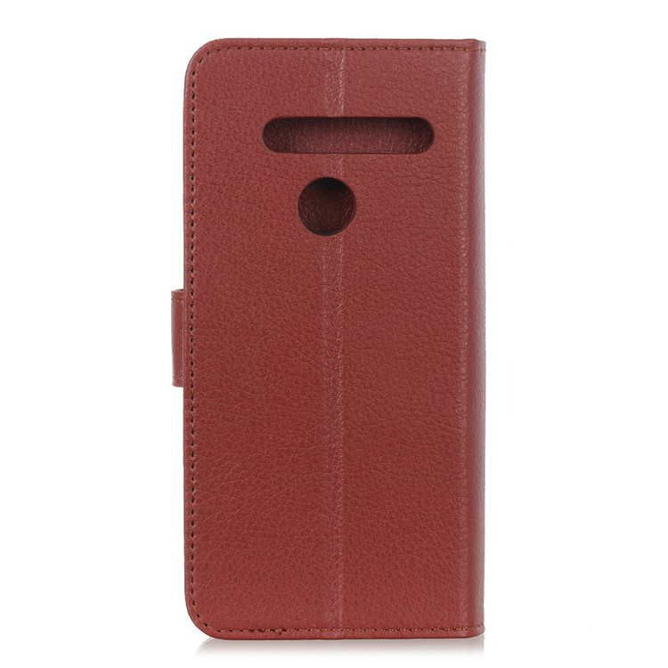 Litchi Skin Leather Wallet Stand Case for LG G8s ThinQ - Brown-10