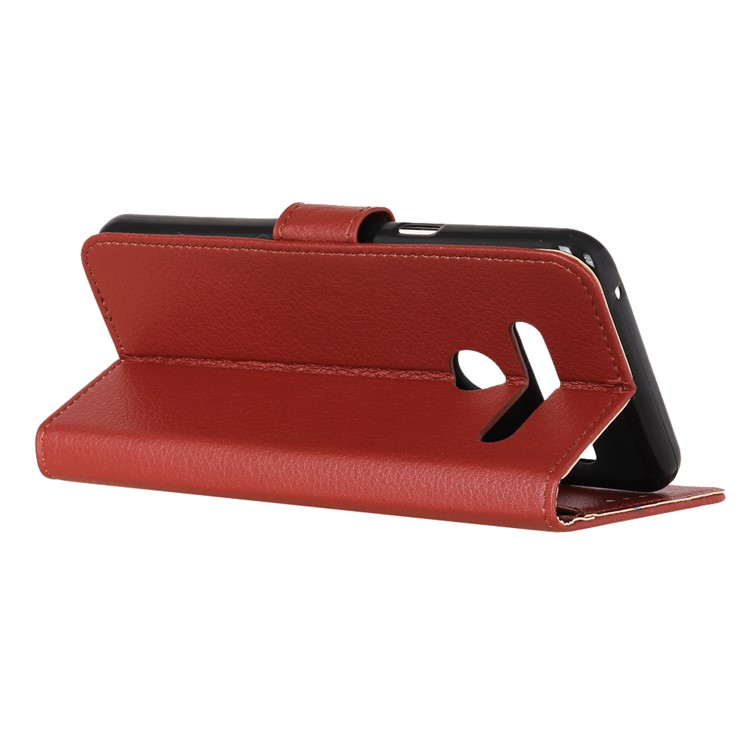 Litchi Skin Leather Wallet Stand Case for LG G8s ThinQ - Brown-11