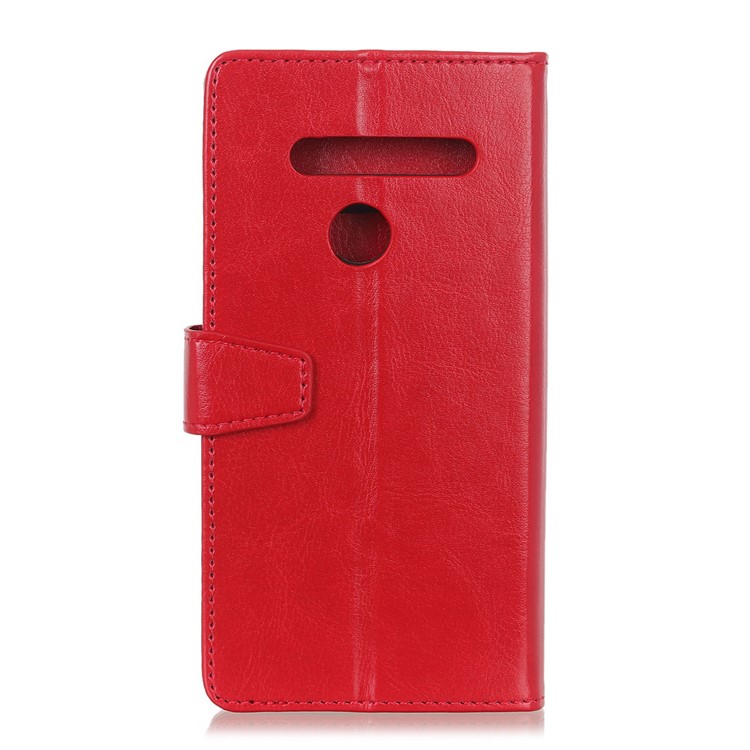 Crazy Horse Leather Wallet Stand Case for LG G8s ThinQ - Red-5