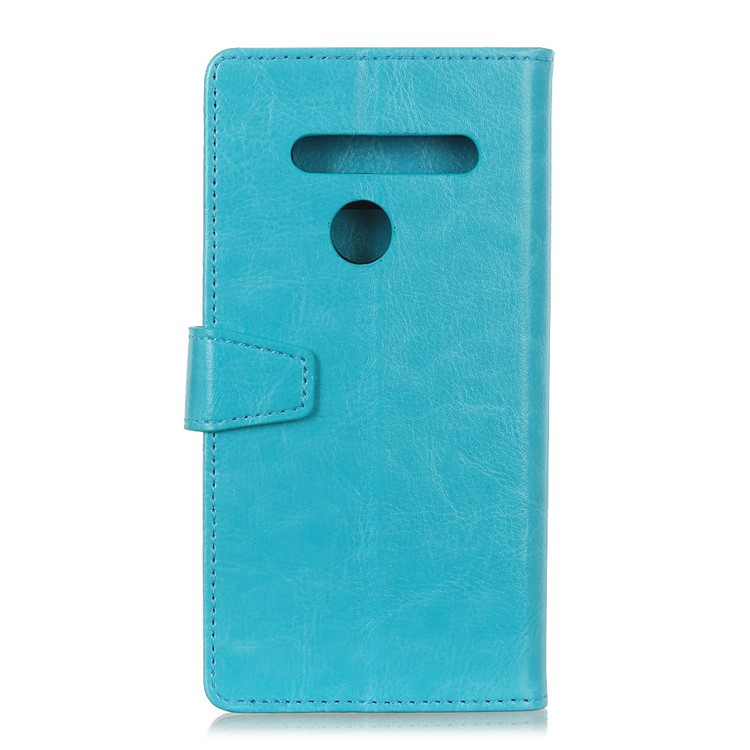 Crazy Horse Leather Wallet Stand Case for LG G8s ThinQ - Blue-10