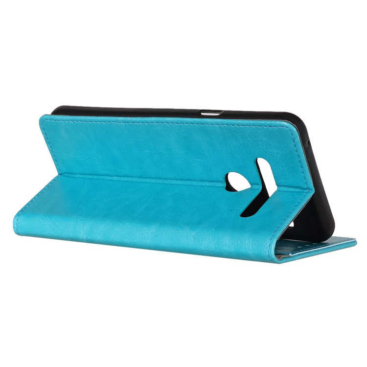 Crazy Horse Leather Wallet Stand Case for LG G8s ThinQ - Blue-11