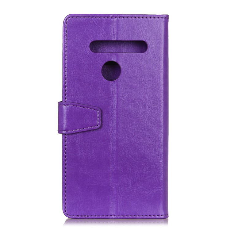 Crazy Horse Leather Wallet Stand Case for LG G8s ThinQ - Purple-10