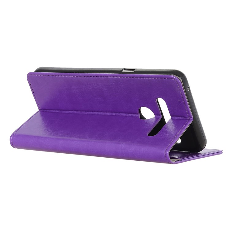 Crazy Horse Leather Wallet Stand Case for LG G8s ThinQ - Purple-11