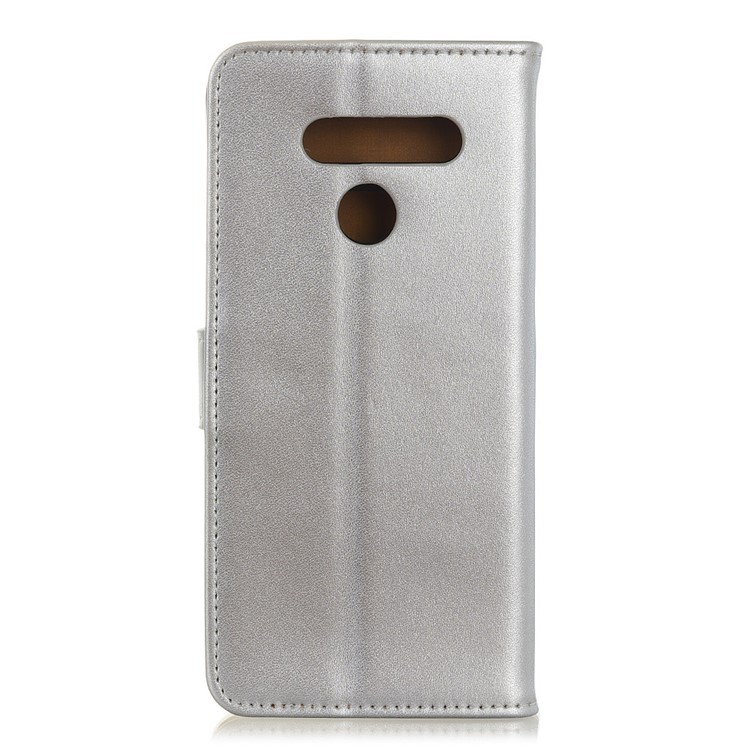 PU Leather Wallet Stand Mobile Phone Case Accessory for LG Q60 - Silver-10
