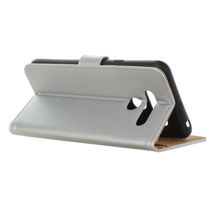 PU Leather Wallet Stand Mobile Phone Case Accessory for LG Q60 - Silver-11