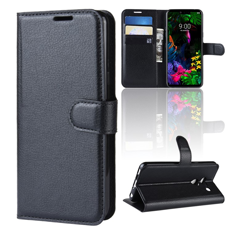 Litchi Texture Wallet Stand Leather Protective Phone Casing for LG G8 ThinQ - Black-2