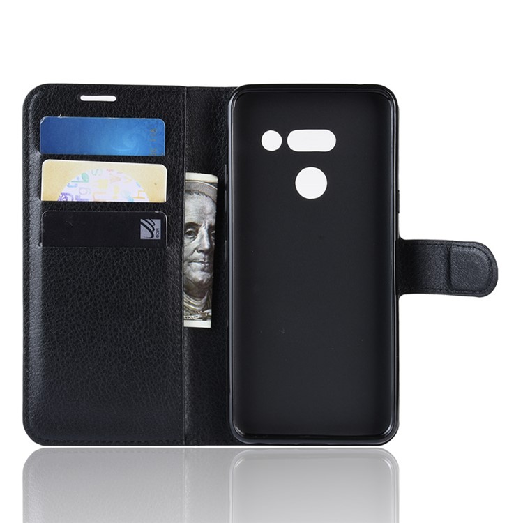 Litchi Texture Wallet Stand Leather Protective Phone Casing for LG G8 ThinQ - Black-4