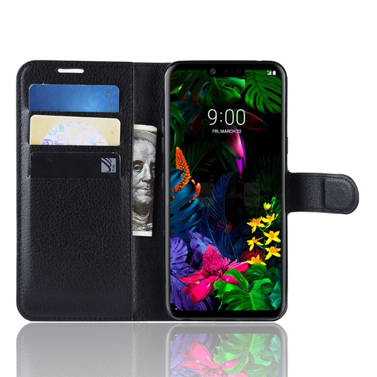 Litchi Texture Wallet Stand Leather Protective Phone Casing for LG G8 ThinQ - Black-5