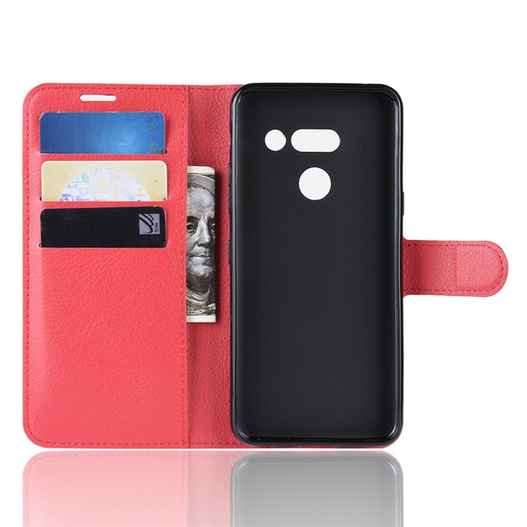 Litchi Texture Wallet Stand Leather Protective Phone Casing for LG G8 ThinQ - Red-3