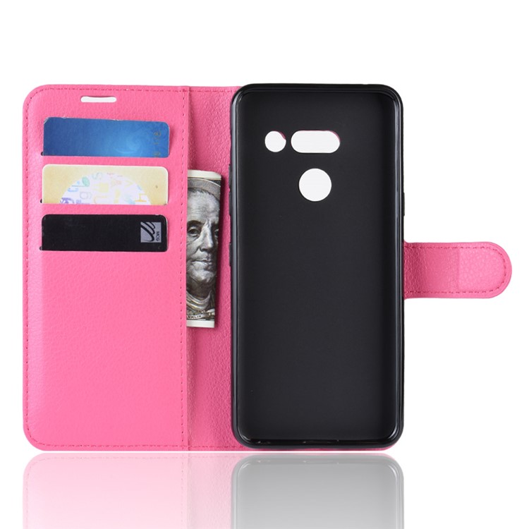 Litchi Texture Wallet Stand Leather Protective Phone Casing for LG G8 ThinQ - Rose-3