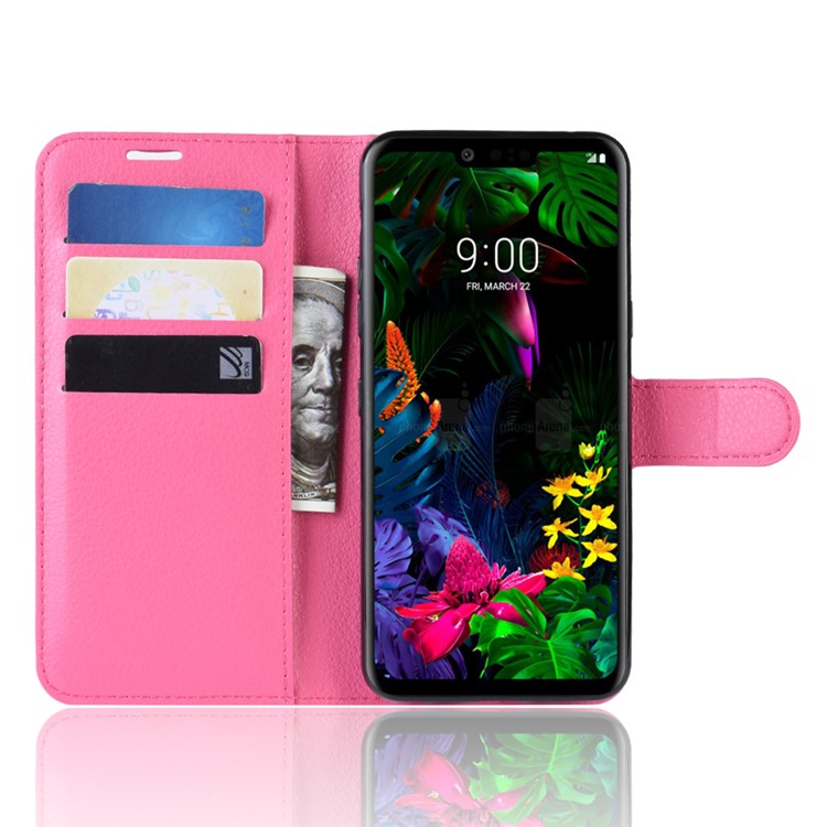 Litchi Texture Wallet Stand Leather Protective Phone Casing for LG G8 ThinQ - Rose-4