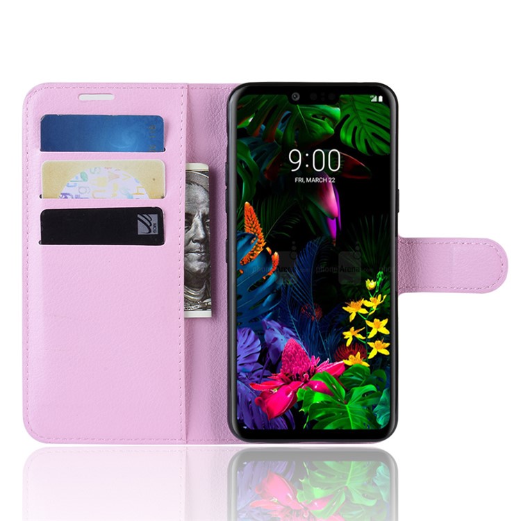 Litchi Texture Wallet Stand Leather Protective Phone Casing for LG G8 ThinQ - Pink-4