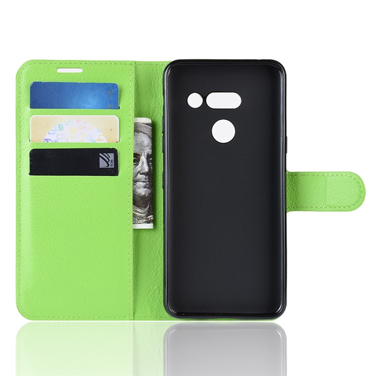 Litchi Texture Wallet Stand Leather Protective Phone Casing for LG G8 ThinQ - Green-3