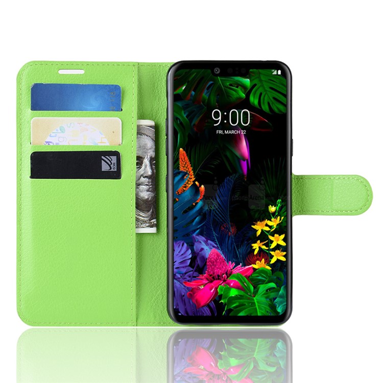 Litchi Texture Wallet Stand Leather Protective Phone Casing for LG G8 ThinQ - Green-4