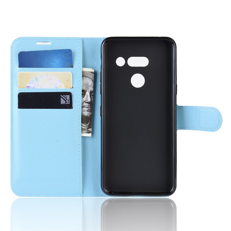 Litchi Texture Wallet Stand Leather Protective Phone Casing for LG G8 ThinQ - Blue-3