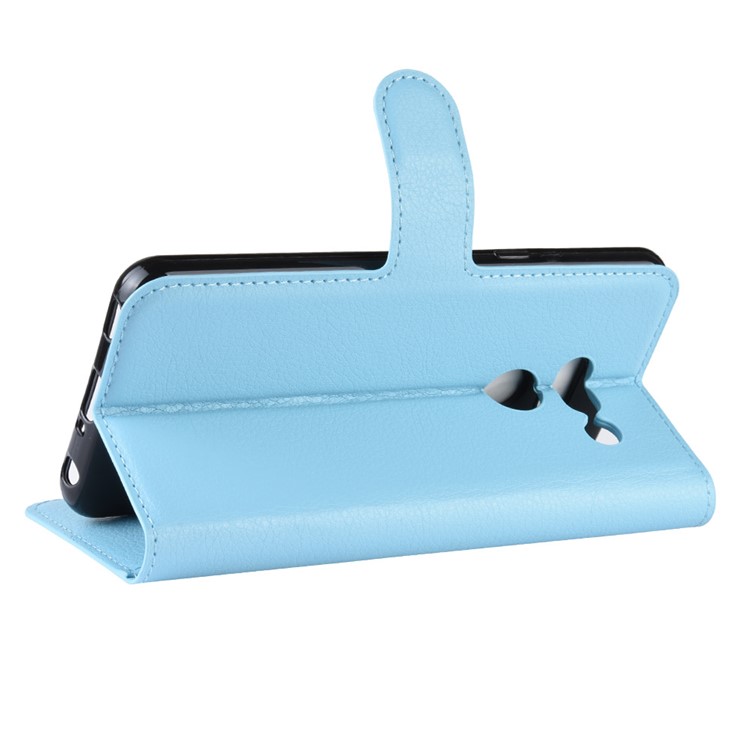 Litchi Texture Wallet Stand Leather Protective Phone Casing for LG G8 ThinQ - Blue-5