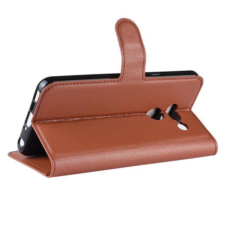 Litchi Texture Wallet Stand Leather Protective Phone Casing for LG G8 ThinQ - Brown-5