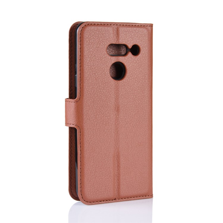Litchi Texture Wallet Stand Leather Protective Phone Casing for LG G8 ThinQ - Brown-6