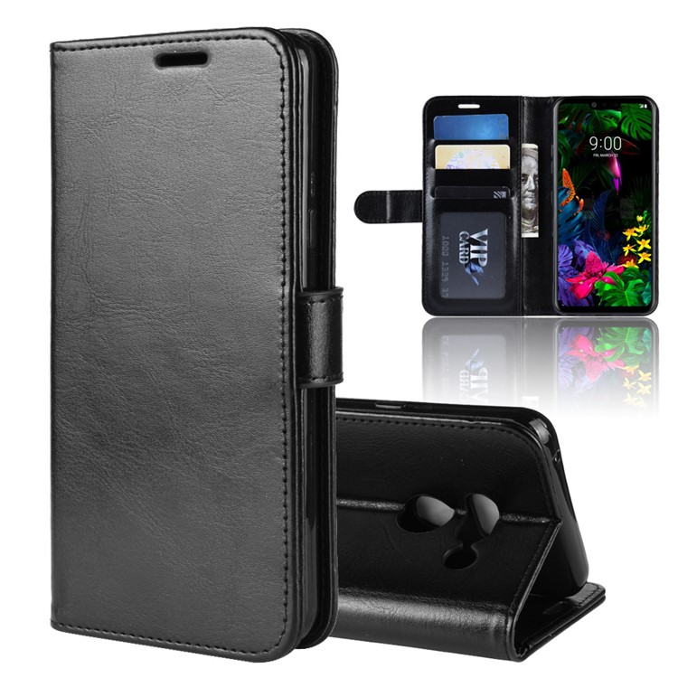 Crazy Horse Wallet Stand Leather Mobile Phone Cover for LG G8 ThinQ - Black-2