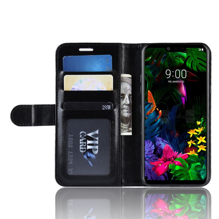 Crazy Horse Wallet Stand Leather Mobile Phone Cover for LG G8 ThinQ - Black-6