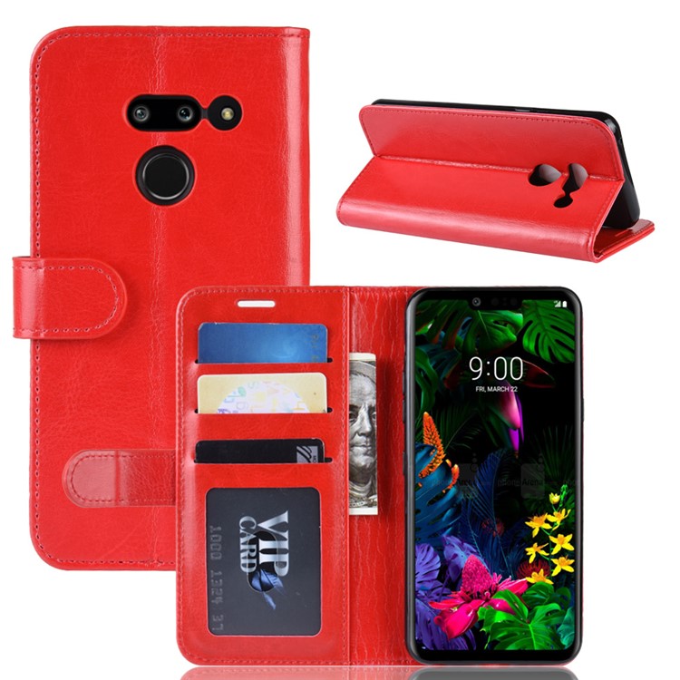 Crazy Horse Wallet Stand Leather Mobile Phone Cover for LG G8 ThinQ - Red-1