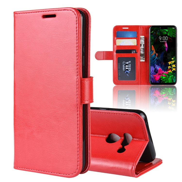 Crazy Horse Wallet Stand Leather Mobile Phone Cover for LG G8 ThinQ - Red-2