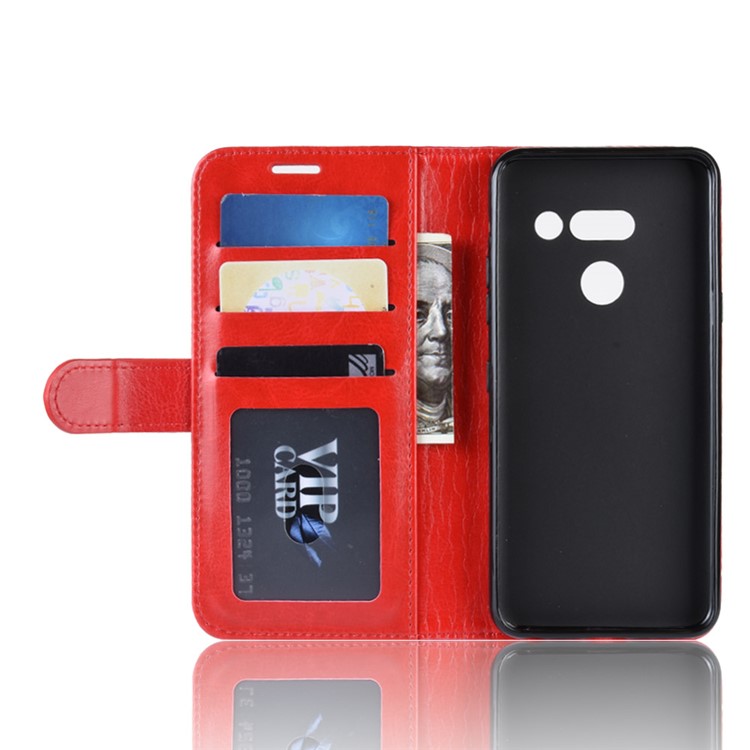 Crazy Horse Wallet Stand Leather Mobile Phone Cover for LG G8 ThinQ - Red-5