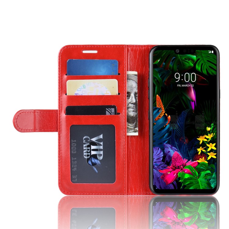 Crazy Horse Wallet Stand Leather Mobile Phone Cover for LG G8 ThinQ - Red-6