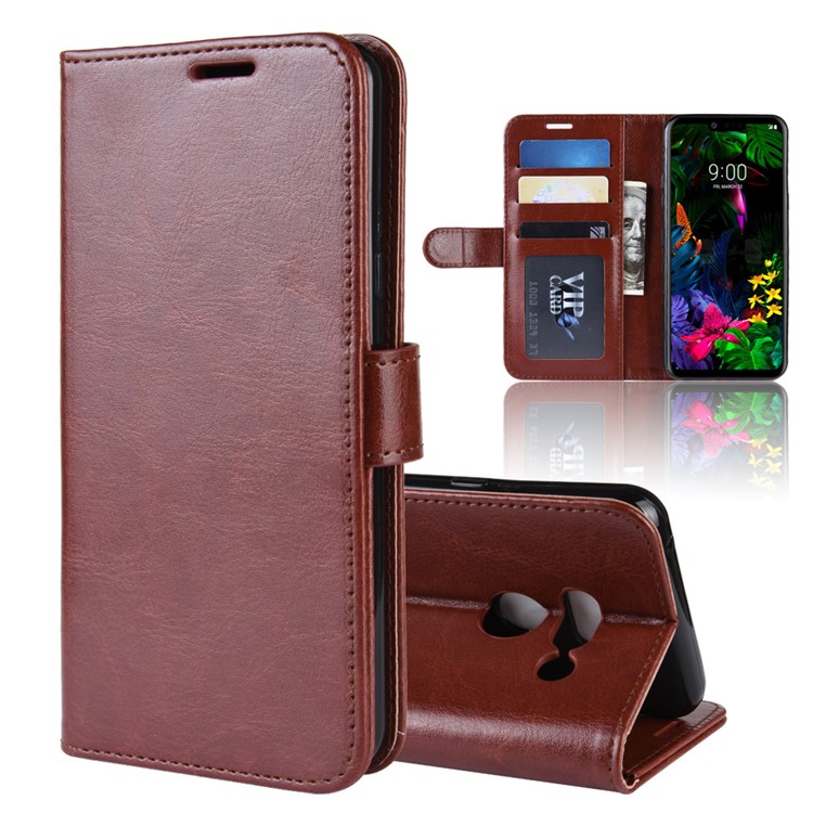 Crazy Horse Wallet Stand Leather Mobile Phone Cover for LG G8 ThinQ - Brown-2