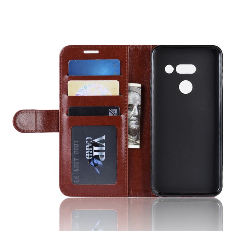 Crazy Horse Wallet Stand Leather Mobile Phone Cover for LG G8 ThinQ - Brown-5