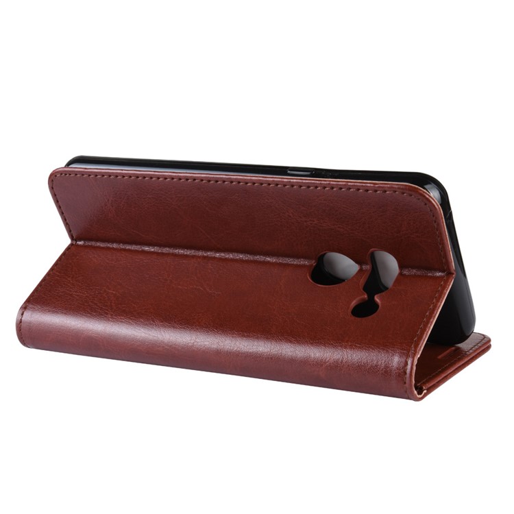 Crazy Horse Wallet Stand Leather Mobile Phone Cover for LG G8 ThinQ - Brown-7
