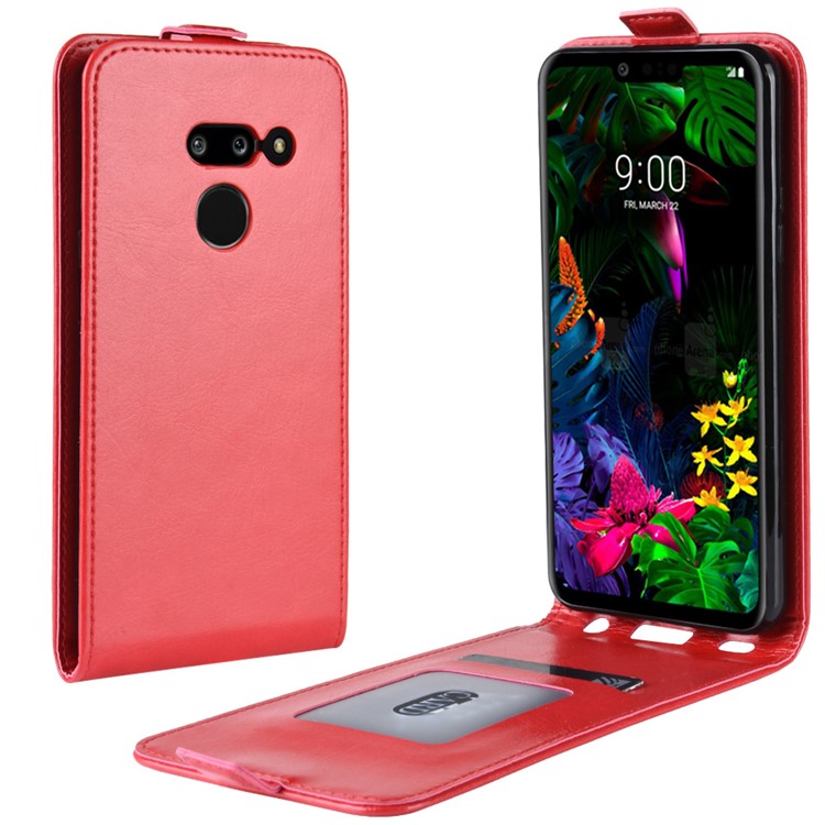 Crazy Horse Vertical Flip Leder Schutzhülle Für LG G8 Thinq - Rot-1