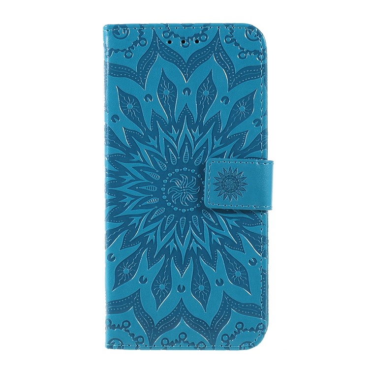 Impressão De Carteira De Couro De Girassol Ficar Capa Móvel Para LG V50 Thinq 5G - Azul-1