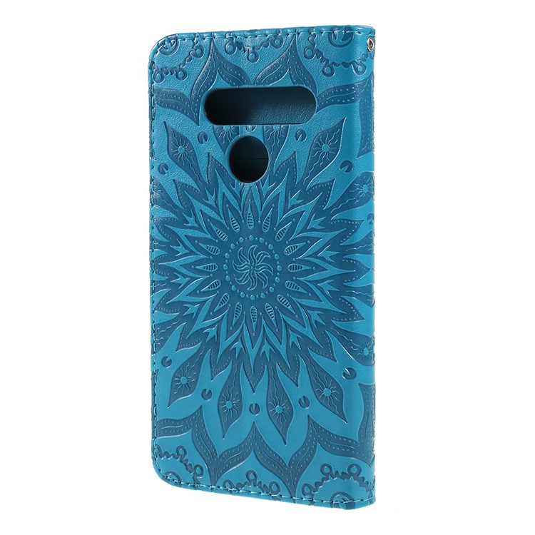 Impressão De Carteira De Couro De Girassol Ficar Capa Móvel Para LG V50 Thinq 5G - Azul-7