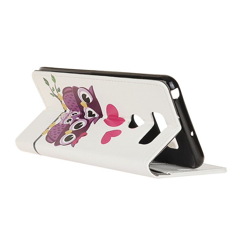 Pattern Printing PU Leather Protection Mobile Phone Cover Shell for LG Q60 - Owl Family-5