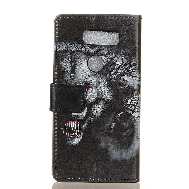 Pattern Printing PU Leather Protection Mobile Phone Cover Shell for LG Q60 - Fierce Wolf-4