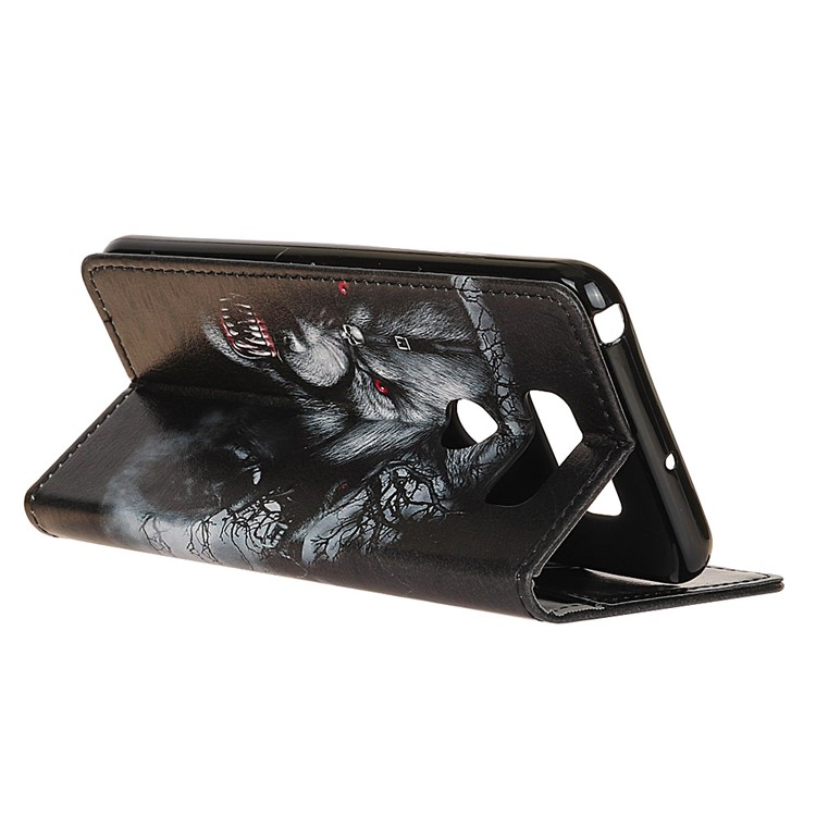 Pattern Printing PU Leather Protection Mobile Phone Cover Shell for LG Q60 - Fierce Wolf-5