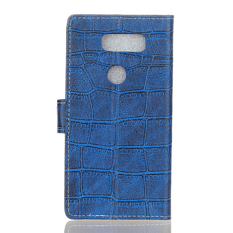 Crocodile Texture PU Leather Stand Wallet Phone Case for LG Q60 - Blue-2