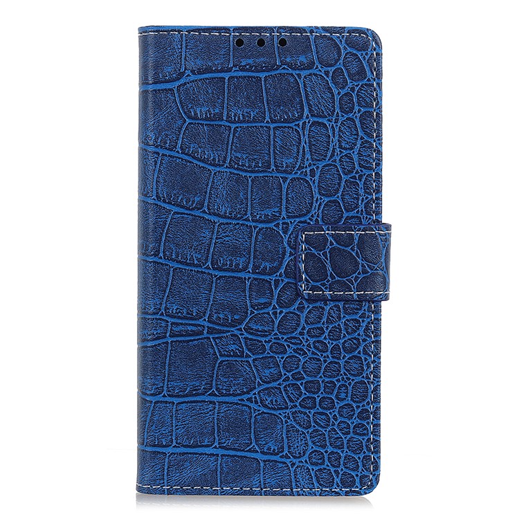 Crocodile Texture PU Leather Stand Wallet Phone Case for LG Q60 - Blue-4