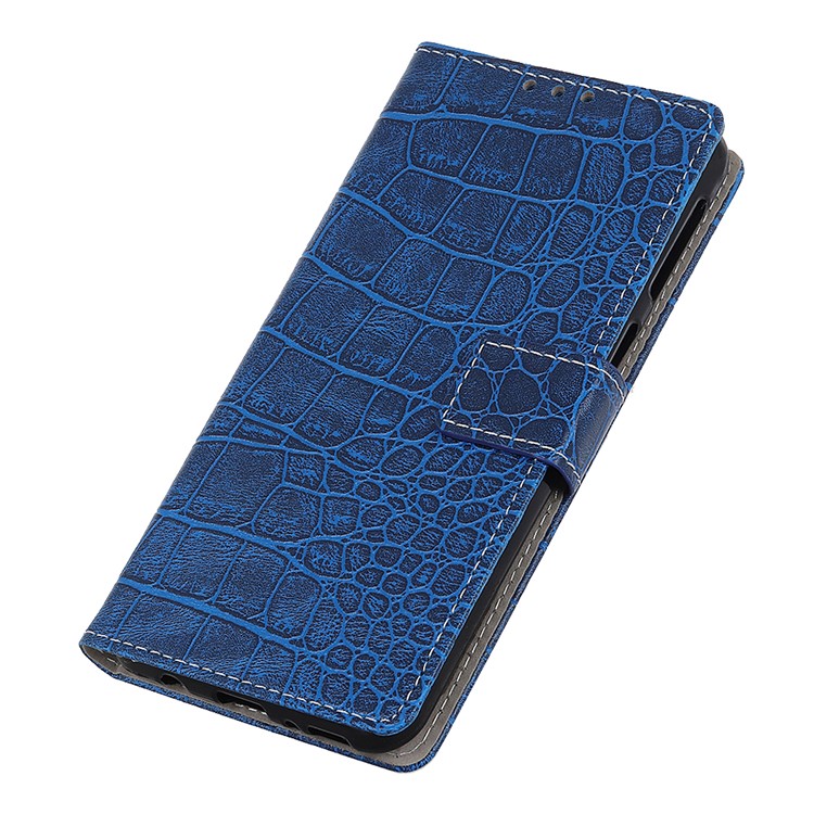 Crocodile Texture PU Leather Stand Wallet Phone Case for LG Q60 - Blue-7