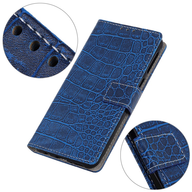 Crocodile Texture PU Leather Stand Wallet Phone Case for LG Q60 - Blue-8