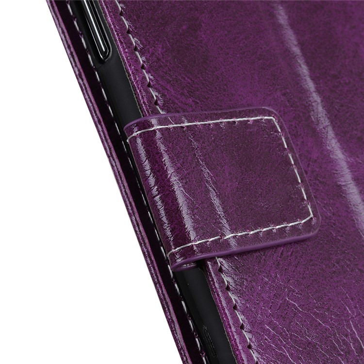 Crazy Horse Vintage Leather Wallet Stand Shell for LG Q60 - Purple-4