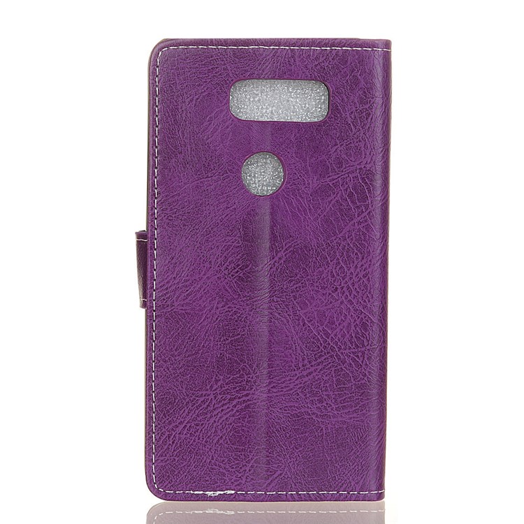 Crazy Horse Vintage Leather Wallet Stand Shell for LG Q60 - Purple-8